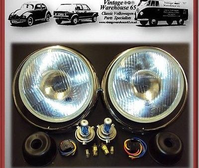 Austin Mini Xenon Halogen Headlight Sealed Beam Conversion Upgrade Kit With Trim Sale